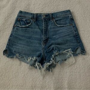Denim Frayed Hem Women's Shorts